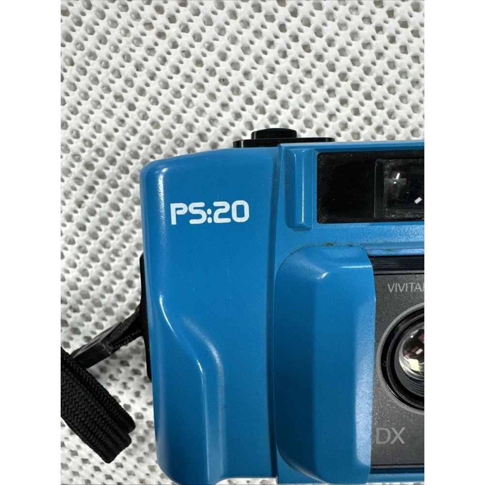(B-2) Vivitar PS20 Point And Shoot 35mm Film Camera Blue Powers On Untested